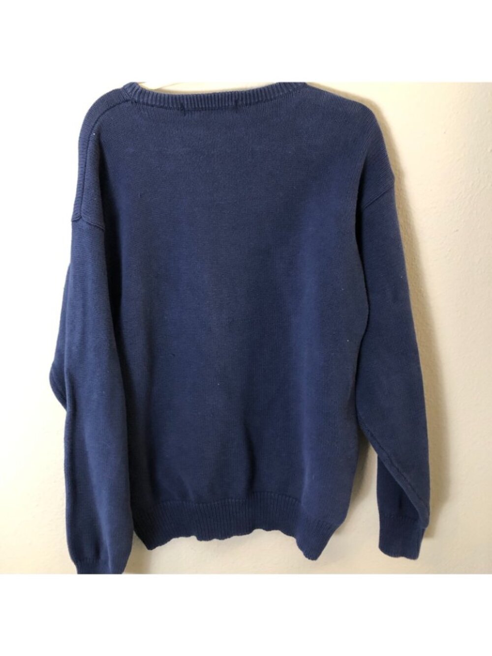 Vintage Fishing Sweater Men's size L Blue John Ashford 100% Cotton Knit 90s - Picture 4 of 7